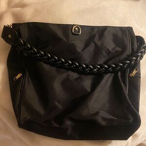 OPI Black Women's Shoulder Bag with Braided Strap